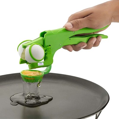 Heart Home Plastic Egg Cracker with Detachable Separator for Kitchen|Green Plastic Egg Separator(Green, Pack of 1)