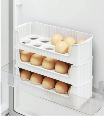Rudrisha Multipurpose Egg Storage Rack – Compact Egg Tray(Pack of 3) Plastic Egg Separator(Clear, Pack of 1)