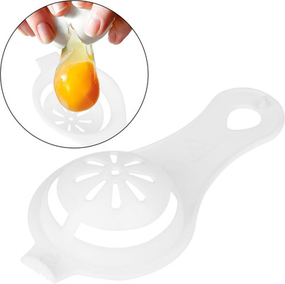 Euclid Egg Strainer Spoon Filter Egg Divider-1pc Plastic Egg Separator(White, Pack of 1)