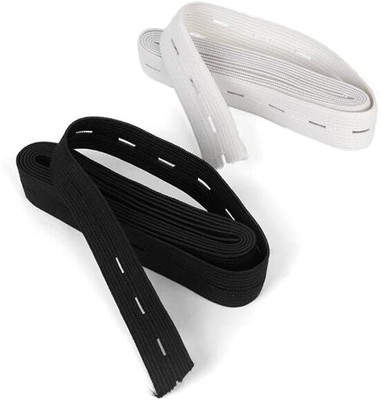 Crafts Haveli Elastic Thread and Cord White, Black Elastic(5 m)