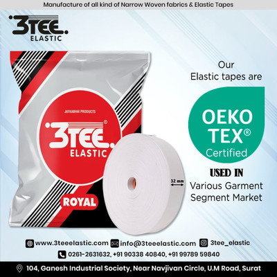 3tee Woven White Elastic(25 m)