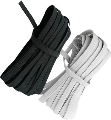 Aakriti Woven White, Black Elastic(20 m)