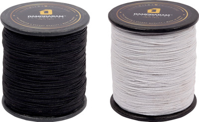 DAMODARAM Elastic Thread and Cord White, Black Elastic(200 m)