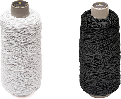 DAMODARAM Elastic Thread and Cord Black, White Elastic(1000 m)