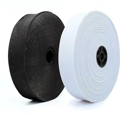 VEDHAN Woven Black, White Elastic(25 m)
