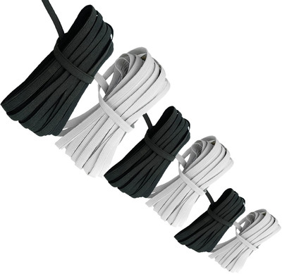 Aakriti Woven Black, White Elastic(60 m)