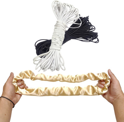 Dvabeautyshop Elastic Thread and Cord Black, White Elastic(50 m)