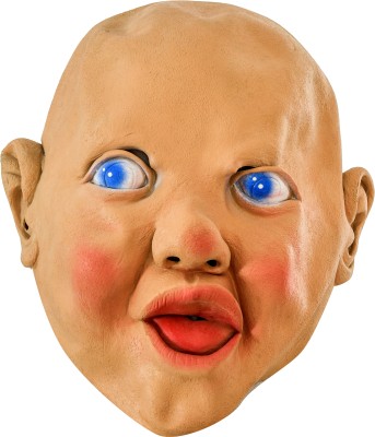 Brown Leaf Halloween Realistic Looking Funny Baby Face with Blue Shiny Eyes Costume Props Elders Halloween Costume(M)