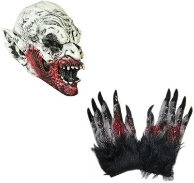 Brown Leaf Halloween Realistic Face mask Full Head Cover With Pair Of Scary Gloves Holi Elders Halloween Costume(M)