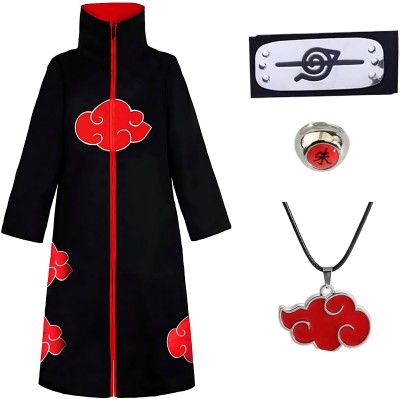 GT Gala Time Akatsuki Cloak for Cosplay Naruto necklace Ring Headband merchandise Elders Halloween Costume(XL)