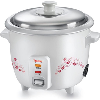 Prestige Delight PRWO 1.0 Litre, Raw Capacity-0.4 L | Cooked Capacity- 1L | 2 - 3 Members Electric Rice Cooker with Steaming Feature(1 L, White)