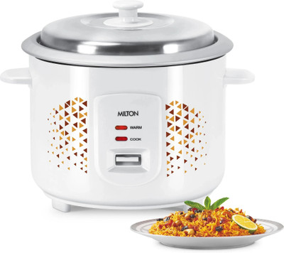 MILTON Euroline Excel Rice Cooker with Additional Cooking Bowl, 700 Watt Electric Rice Cooker(1.8 L, White)