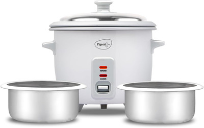 Pigeon Joy 0.6L Double Pot Electric Rice Cooker(0.6 L, White)
