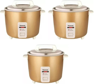 Panasonic SR-W18GH Automatic Warmer Cooker Pack of 3 Electric Rice Cooker with Steaming Feature(4.4 L, Beige, Pack of 3)