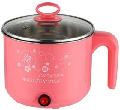 LUDDITE Electric Hot Pot Mini, 1.5 Liter Electric Pressure Cooker, Food Steamer, Egg Cooker, Egg Boiler(1.5 L, Pink)