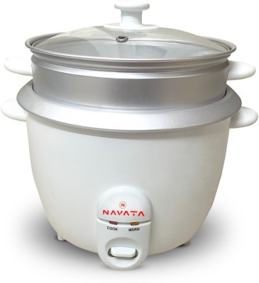 navata Rice Cooker Cum-Vegetable Steamer NARC-0001 Electric Rice Cooker with Steaming Feature(1.8 L, White)