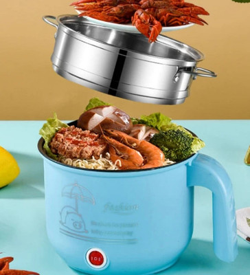 CREATION BAZAAR Cooking Pot Noodle Maker Egg Boiler Vegetable and Rice Cooker and Steamer Rice Cooker, Travel Cooker(1.5 L, Multicolor)