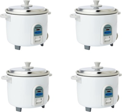 Panasonic SR-WA10E Electric Rice Cooker Pack of 4 Electric Rice Cooker with Steaming Feature(1 L, White, Pack of 4)