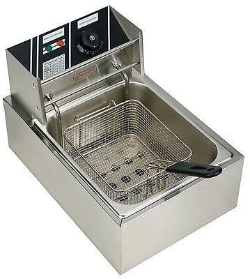 KHUSHI UDYOG 6L Electric Deep Fat Fryer Single Tank Stainless Steel Basket Lid Home Kitchen 6 L Electric Deep Fryer