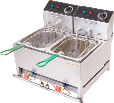 kiran 8.1 Liter Double PAN Deep Fryer- Electric & Gas - 16.3 L Electric Deep Fryer