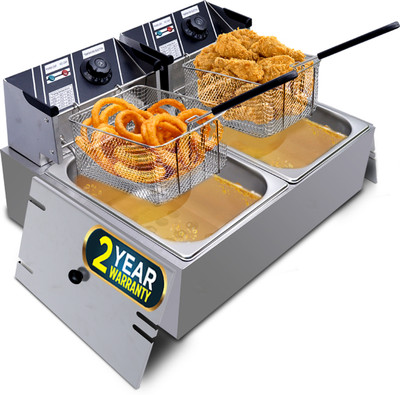 iBELL DF620M 12 Litre Stainless Steel 2500 Watt Deep Fryer, Double Tank, Temp Control, 12 L Electric Deep Fryer