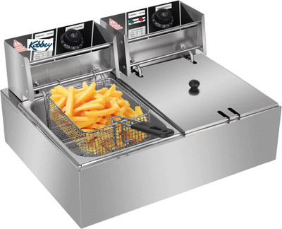 KOBBEY Electric Deep Fryer, Double Tank/Basket Copper Heater 5 Year Warranty 12 L Electric Deep Fryer