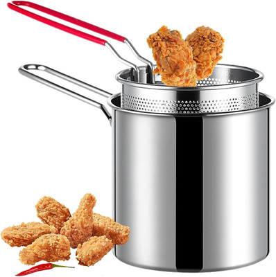 Froxell Store Deep Fryer Pot With Basket, Stainless Steel Frying Pot With Strainer & Handle K0 1.2 L Electric Deep Fryer