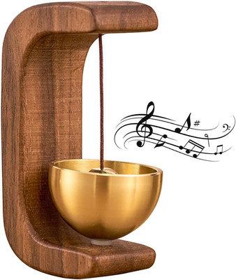 Dizaa Wooden Door Bell with Brass Bell Dopamine Door Bell,Adhesive Magnetic Doorbell Wireless Door Chime(1 Tune)