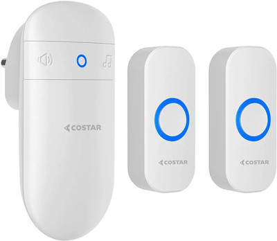 Costar Wireless Door Bell Kits Chime With LED Light, 32 Ringtones 5 Levels Volume, IP44 Wireless Door Chime(32 Tunes)