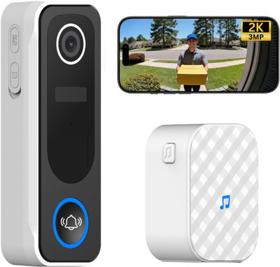 Delitech Smart Home 2k Smart Wireless Video Doorbell | AI Motion Detection | Real-Time Notification Video Door Phone(Wireless Both Way)