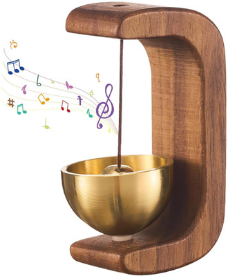 AXLETON Beech Wooden Door Chime with Brass Bell Dopamine Magnetic Doorbell for Home Shop Wireless Door Chime(1 Tune)