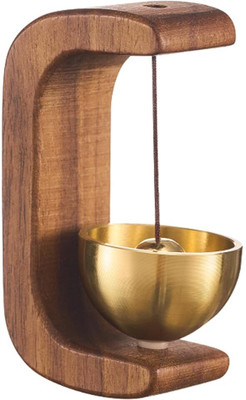 gustave Wooden Door Chime Beech Wooden Brass Bell Magnetic Dopamine Doorbell Home Decor Wireless Door Chime(1 Tune)