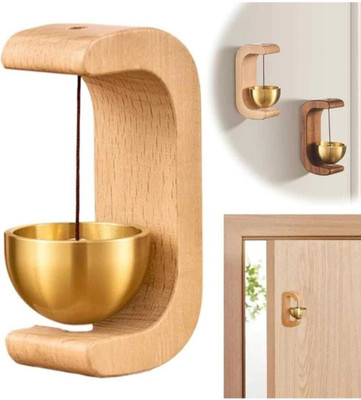 GENXRETRO WOODEN & BRASS DOOR BELL FOR HOME DECOR Wireless Door Chime(1 Tune)