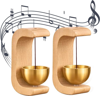 Sentrox Wooden Magnetic Chime Bell - Set of 2 - Beige Wireless Door Chime(1 Tune)