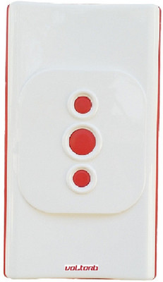 VOLtORb - TriBolt Stereophonic Ding Dong Door Bell - 1 Ding Dong Tune - Glossy Finish - White Color - Rectangular Shape - 1 Piece Door Wired Door Chime(1 Tune)