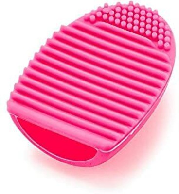 mapperz Brush Egg Makeup Brush Cleaner Cleaning Tool Pink Eco-friendly silicone makeup brush cleaner and dryer Egg shape(Pack of 1)