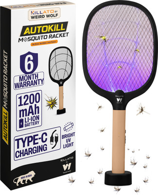 Killato by Weird Wolf 2 in 1 UV Light Mosquito Bat Racket with Base Stand Rechargeable Electric Insect Killer Indoor, Outdoor(Bat)