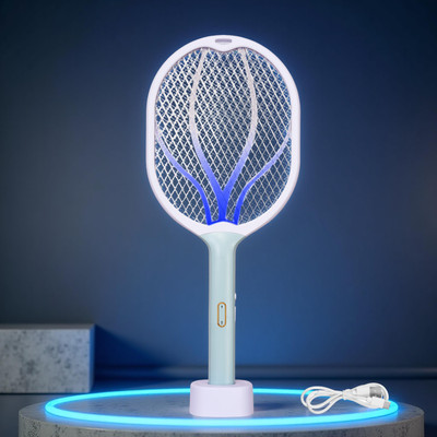 MT-ZHJL Lotus 4000V Rechargeable Anti-Mosquito Racket with Attractant UV Lights Electric Insect Killer Indoor, Outdoor(Bat)