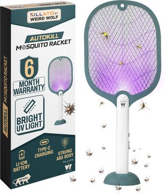 Killato by Weird Wolf 2 in 1 UV-Light Mosquito Racket Bat with Base Stand, Rechargeable Electric Insect Killer Indoor, Outdoor(Bat)