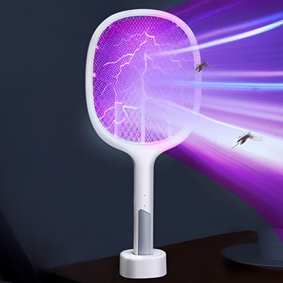 GK-JLPV 4100V Anti-Mosquito Racket / 1200mAh Rechargeable Fly Swatter With 6 LED Light Electric Insect Killer Indoor, Outdoor(Bat)