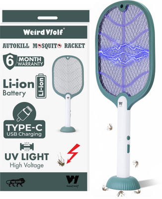 WEIRD WOLF 2 in 1 UV Light Mosquito Racket Bat with Base Stand, USB Charging, Electric Insect Killer Indoor, Outdoor(Bat)