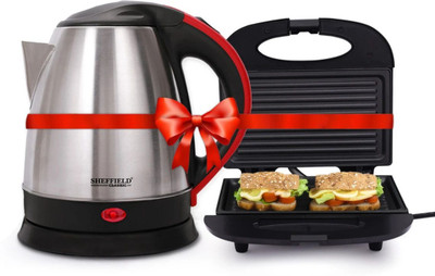 Sheffield Classic Combo Electric Kettle (1.5 L) and Sandwich Maker (750W) Beverage Maker(1.5 L, Black, Silver)