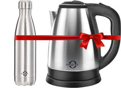 Owqust Special Combo Pack - Hot and Cold Cola Water 500 ml Bottle + Electric Kettle(2 L, Silver)