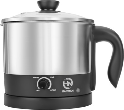 HM CookEase Handy Multi-Kettle 1.5L Multi Cooker Electric Kettle(1.5 L, Black & Silver, Silver)