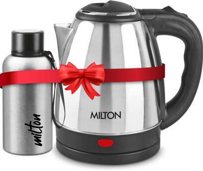 MILTON Go Electro 2 L & Aura 500 Water Bottle, 520 ml Beverage Maker(2000 L, Silver)