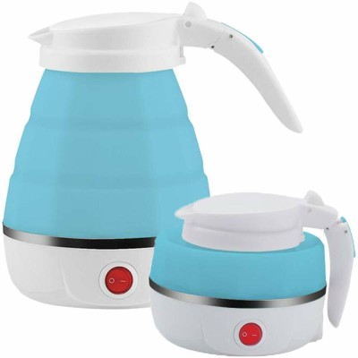 DAITORY DT-0729 Foldable Electric Travel Kettle Silicone Collapsible Electric Kettle(0.6 L, White, Blue)