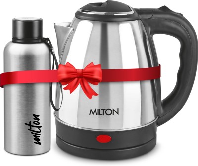 MILTON Go Electro 1.5 L & Aura 500 Water Bottle, 750 ml Electric Kettle(1500 L, Silver)