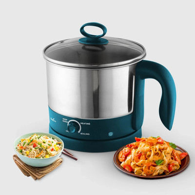 SAPORO FlexiPro Electric Multipurpose Kettle with Stainless Steel Body, 600W Multi Cooker Electric Kettle(1.2 L, Blue, Silver)