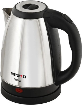 MEWTO SIPS 1500W Stainlees Steel Kettle | Power Indicator, Auto-Off Electric Kettle(2 L, Silver, Black)
