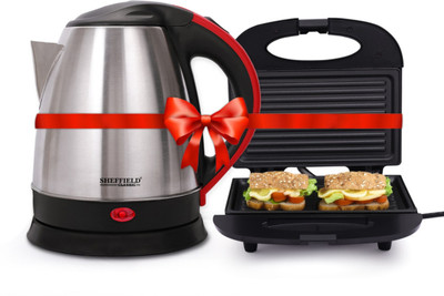 Sheffield Classic Electric kettle(1.5L) + Sandwich Maker Beverage Maker(1.5 L, Silver, Black)